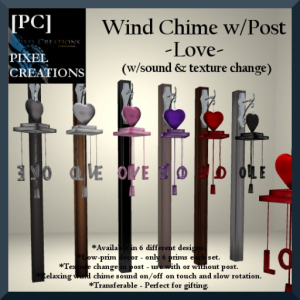 [PC] PIXEL CREATIONS - _LOVE_ WIND CHIME W_POST .AD