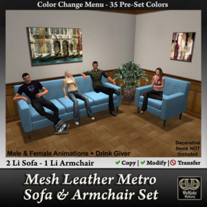 Mesh Leather Metro Sofa & Armchair Set