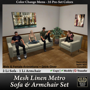 Mesh Linen Metro Sofa & Armchair Set