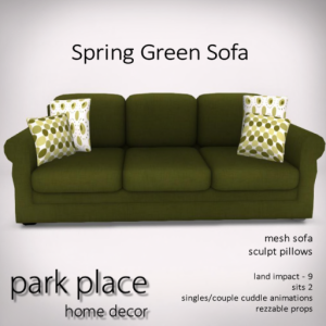 [Park Place] Spring Green Sofa
