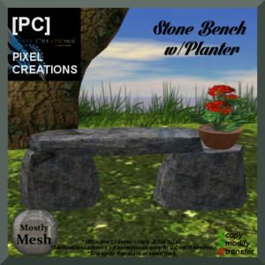 [PC] PIXEL CREATIONS - STONE BENCH W_PLANTER (Mesh)