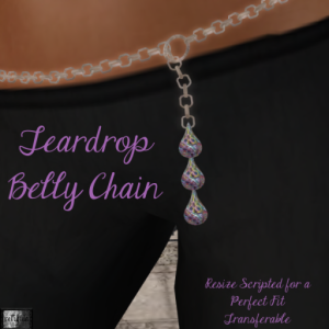 {r}Teardrop Belly Chain Silver Multi