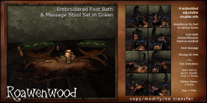 {RW} Embroidered Foot Bath & Massage Stool - Green