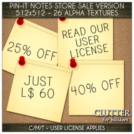 Clutter for Builders - Pin-It Notes Store Sale Version