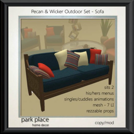 [Park Place] Pecan & Wicker Set - Sofa