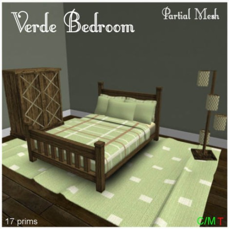 Verde bedroom, 17 prims , partial mesh, C_M